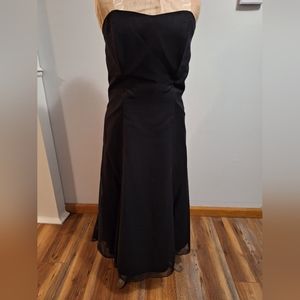 Strapless black evening gown